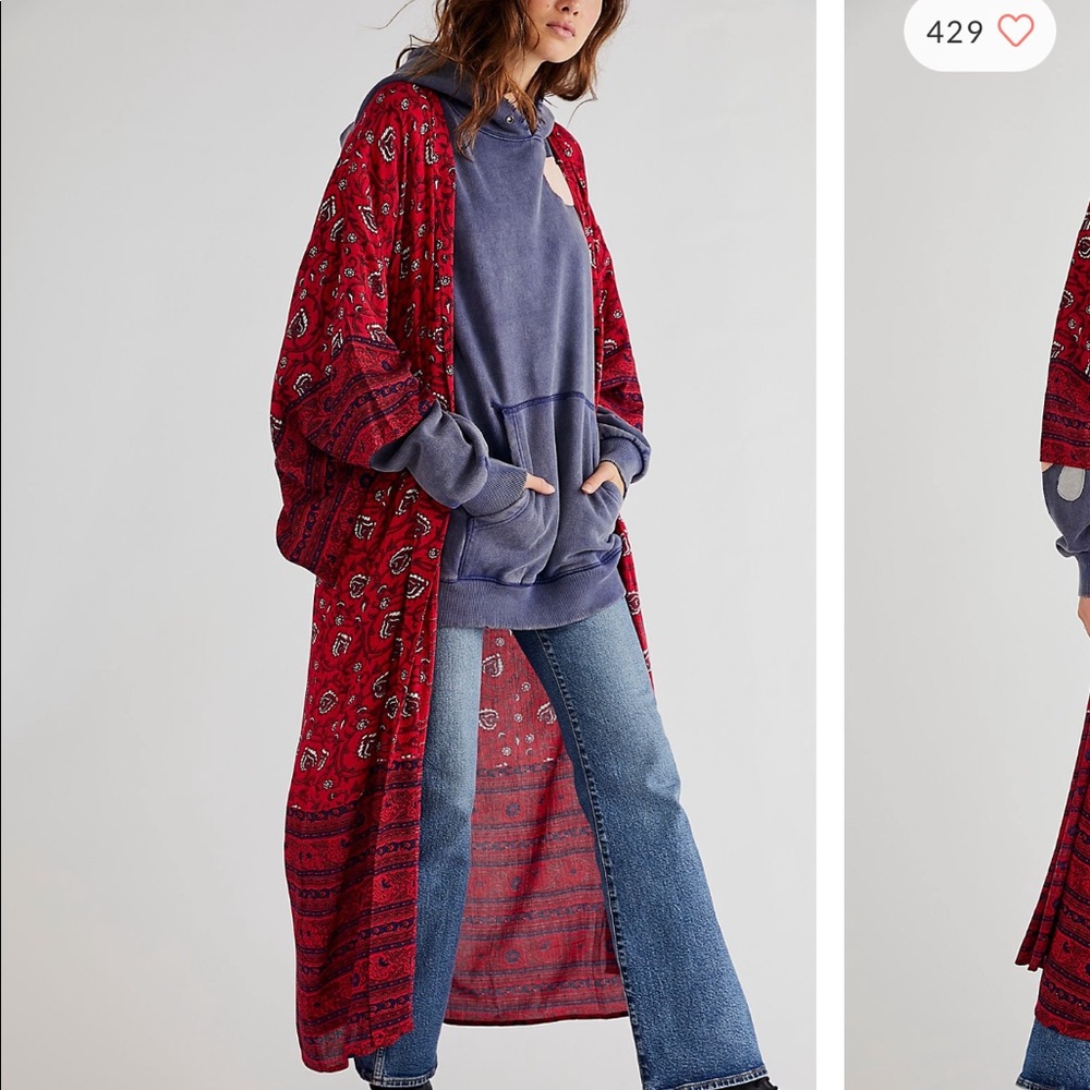 Free People Vineyard Border Print Kimono